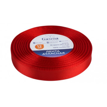 Лента атласная 12мм*33(±2)м №111 красный Gamma