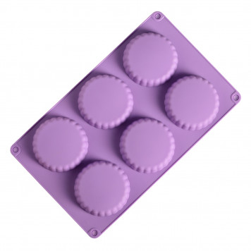 Форма для выпечки 6 ячеек "Сладости.Круг реб" 28х17х1,5 см, цвет МИКС
