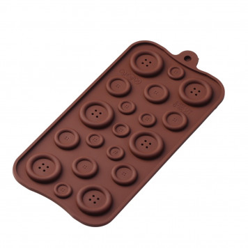Форма для шоколада Доляна «Пуговки», силикон, 20.5×10 см, 19 ячеек, коричневая