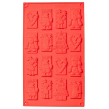 Форма для шоколада 16 ячеек 30х17х0,8 см "Рождество" цвет красный