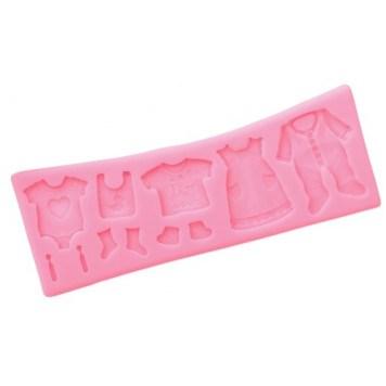 Молд 17х6,3х0,7 см "Одежда для ребеночка", розовый