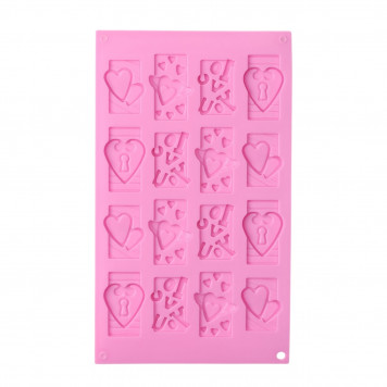 Форма для льда и конд.украшений 16 ячеек 28,7х17,4х0,8 см (4,7х3,8 см) "Любовь" цвет МИКС
