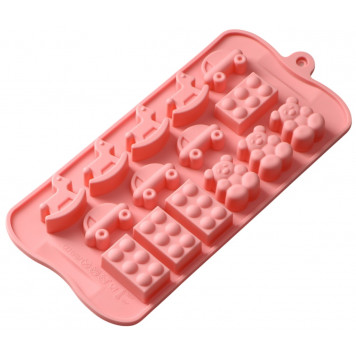 Форма для конд. украшений 15 ячеек 21х11х1,5 см (3,5х2 см) "Детские игрушки", цвет МИКС