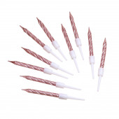 Свечи в торт "Спираль", 10 шт, средние, 7 см, розовый металлик