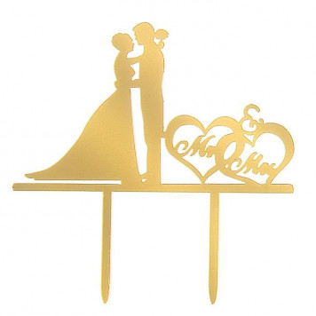 Топпер на торт 12х12 см, цвет золото