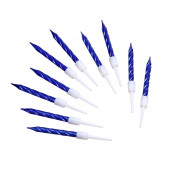 Свечи в торт "Спираль", 10 шт, средние, 5 см, синий металлик 2919669