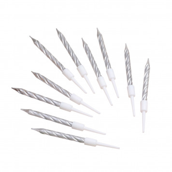 Свечи в торт «Спираль», 10 шт., средние, 5 см, металлик