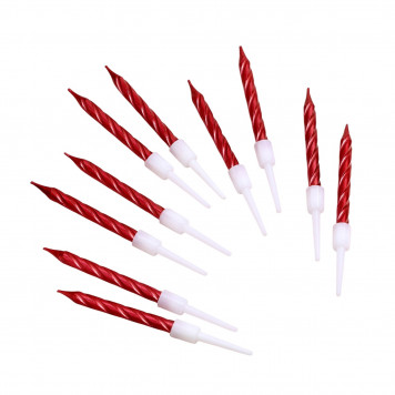 Свечи в торт «Спираль», 10 шт., средние, 5 см, красный металлик