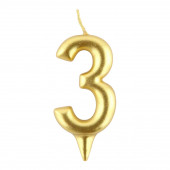 Свеча цифра "3" , золото 1973395