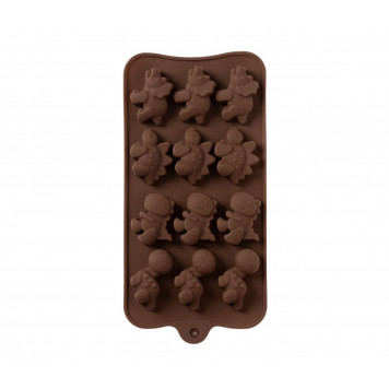 Форма для льда и кондитерских украшений Доляна «Дино», 21×11 см, 12 ячеек (4×2,5×2 см), цвет шоколадный