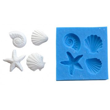 Молд "Три морских раковины и морская звезда"