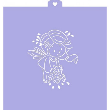 Трафарет "Девочка - фея с букетом 2" (- )