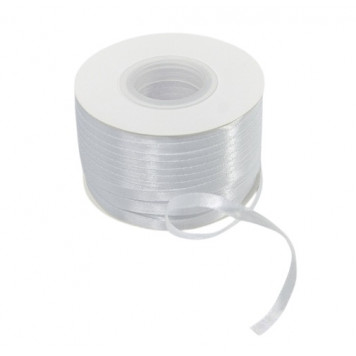 Лента атласная Сатин бобина Белый 6мм 250ярд