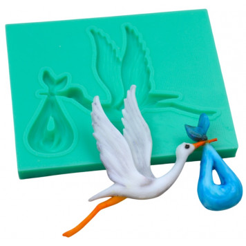 Молд силиконовый Аист с младенцем