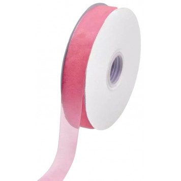 Лента Органза Полоса 25мм 100ярд Ярко-розовый