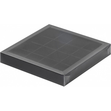 Коробка для 16 конфет "Черная с окном"