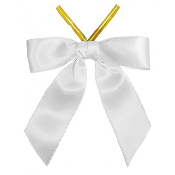 Твист-ленты для пакетиков Бантики белые, 50шт