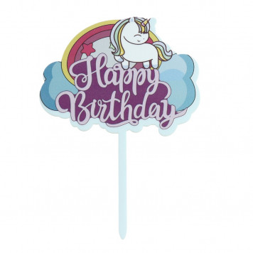 Топпер "С Днём Рождения" единорог