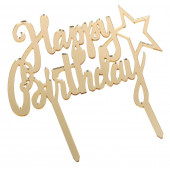 Топпер на торт "С Днём Рождения" 15,5x16 см, цвет золото