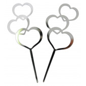 Топпер "Сердца" набор 2 шт, цвет серебро