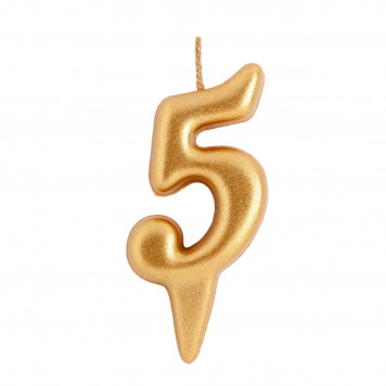 Свеча для торта «Цифра 5», золотая, 5.5 см