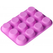 Форма для выпечки Доляна «Круг», силикон, 29×22×3 см, 12 ячеек, d=6.5 см, сиреневая