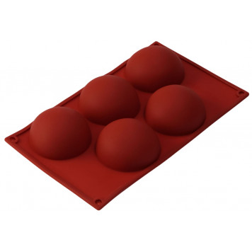 Форма для выпечки Доляна «Полусфера», силикон, 29.5×17 см, 5 ячеек, d=8 см, МИКС