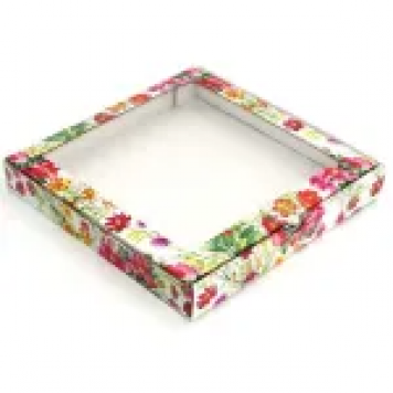 Коробка для пряника 12*12*3см с окном Полевые цветы