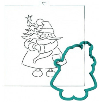 Трафарет+формочка  "Дедушка мороз с елкой" (- )