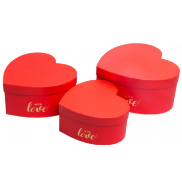 Коробка Сердце 25*24*12 Красный, 3шт