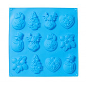 Форма для шоколада 3D 12 ячеек 30х30х1 см "Елочные игрушки" цвет синий