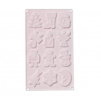 Форма для льда и шоколада 12 ячеек 29,3х17,3х0,5 см "Новый год" цвет белый