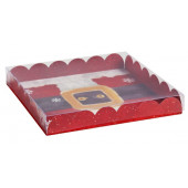 Коробка для кондитерских изделий с PVC крышкой «Санта», 21 × 21 × 3 см