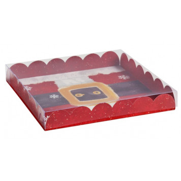 Коробка для кондитерских изделий с PVC крышкой «Санта», 21 × 21 × 3 см