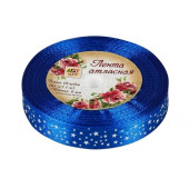 Лента атласная 15мм*25±1ярд звёзды №040 синий АУ