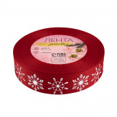 Лента репсовая 25мм*25±1ярд снежинки №1133 красный АУ