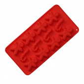 Форма для конфет и шоколада новогодняя Доляна «Карамельное чудо», силикон, 21×10 см, 12 ячеек (3.5×3.5 см), красная