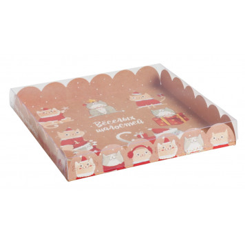 Коробка для кондитерских изделий с PVC крышкой «Весёлых шалостей», 21 × 21 × 3 см