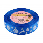 Лента репсовая 25мм*25±1ярд олени №1240 синий АУ