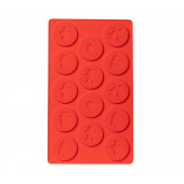 Форма для льда и шоколада 14ячеек 29,8х17,5х0,5см (d 5см) "Новогодние кружочки" цвет красный