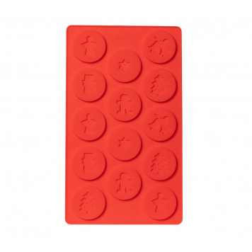 Форма для льда и шоколада 14ячеек 29,8х17,5х0,5см (d 5см) "Новогодние кружочки" цвет красный