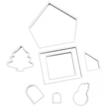 Формы для печенья новогодние Доляна «Пряничный домик», набор 8 предметов, пластик, белые