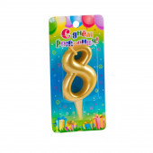 Свеча для торта цифра "Золотая", 7.8 см, цифра "8"