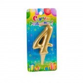 Свеча для торта цифра "Золотая", 7.8 см, цифра "4"