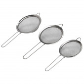Сито для просеивания Доляна, набор 3 шт., d=12 см,14 см, 16 см, нержавеющая сталь, серебристое