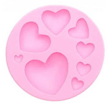 Молд для заливки Доляна «Сердца», 8 ячеек, силикон, d=7.5 см, МИКС