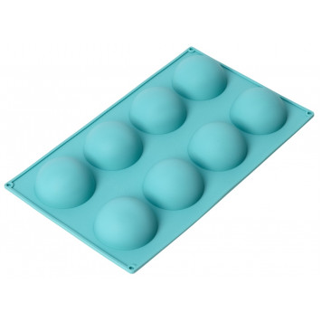 Форма для выпечки Доляна «Полусфера», силикон, 29×17 см, 8 ячеек (d=5.8 см), голубая