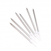 Свечи в торт «Ройс», 6 шт., высокие, 13 см, серебристый металлик