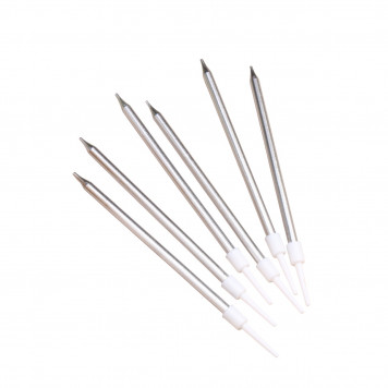 Свечи в торт «Ройс», 6 шт., высокие, 13 см, серебристый металлик