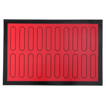 Коврик для выпечки армированный «Эклер», силикон, 60×40 см, красный